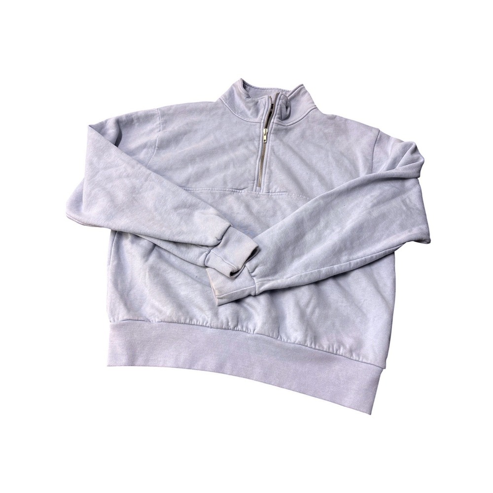 Brandy Melville Women Light Blue Quarter Zip Pullover Sweatshirt Mock Neck OS